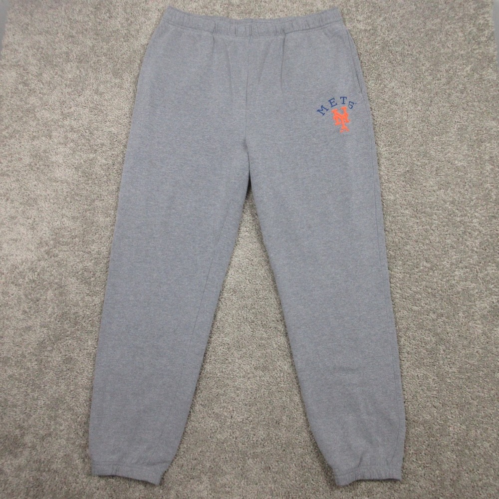 New York Mets Sweatpants Mens‎ XL Gray Fleece Majestic Baseball Logo MLB EUC